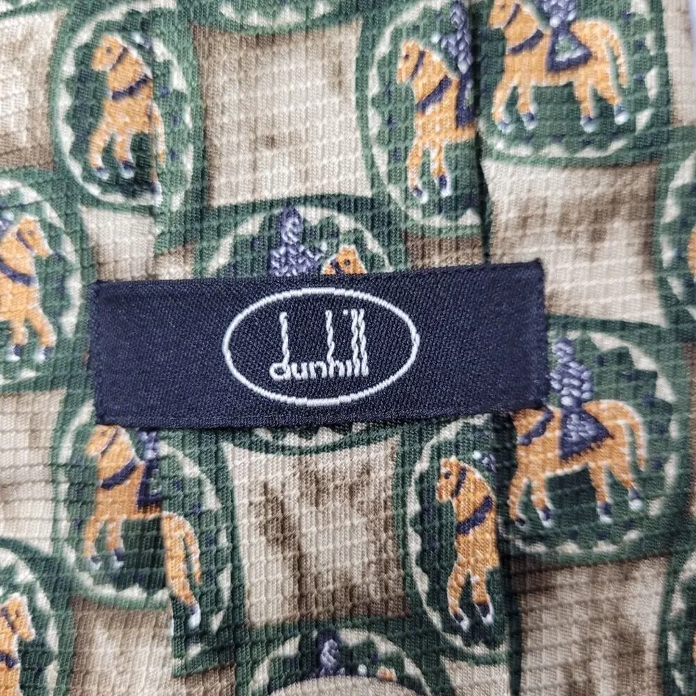 Dunhill Medieval Knight on Horse Medallion Silk Tie